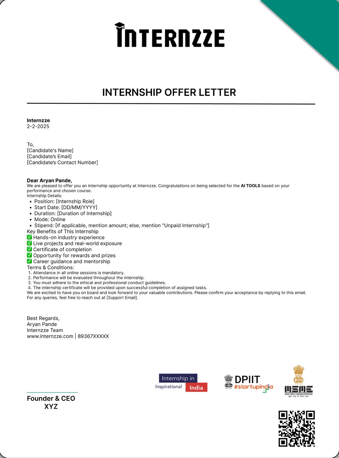 Internship Offer Letter